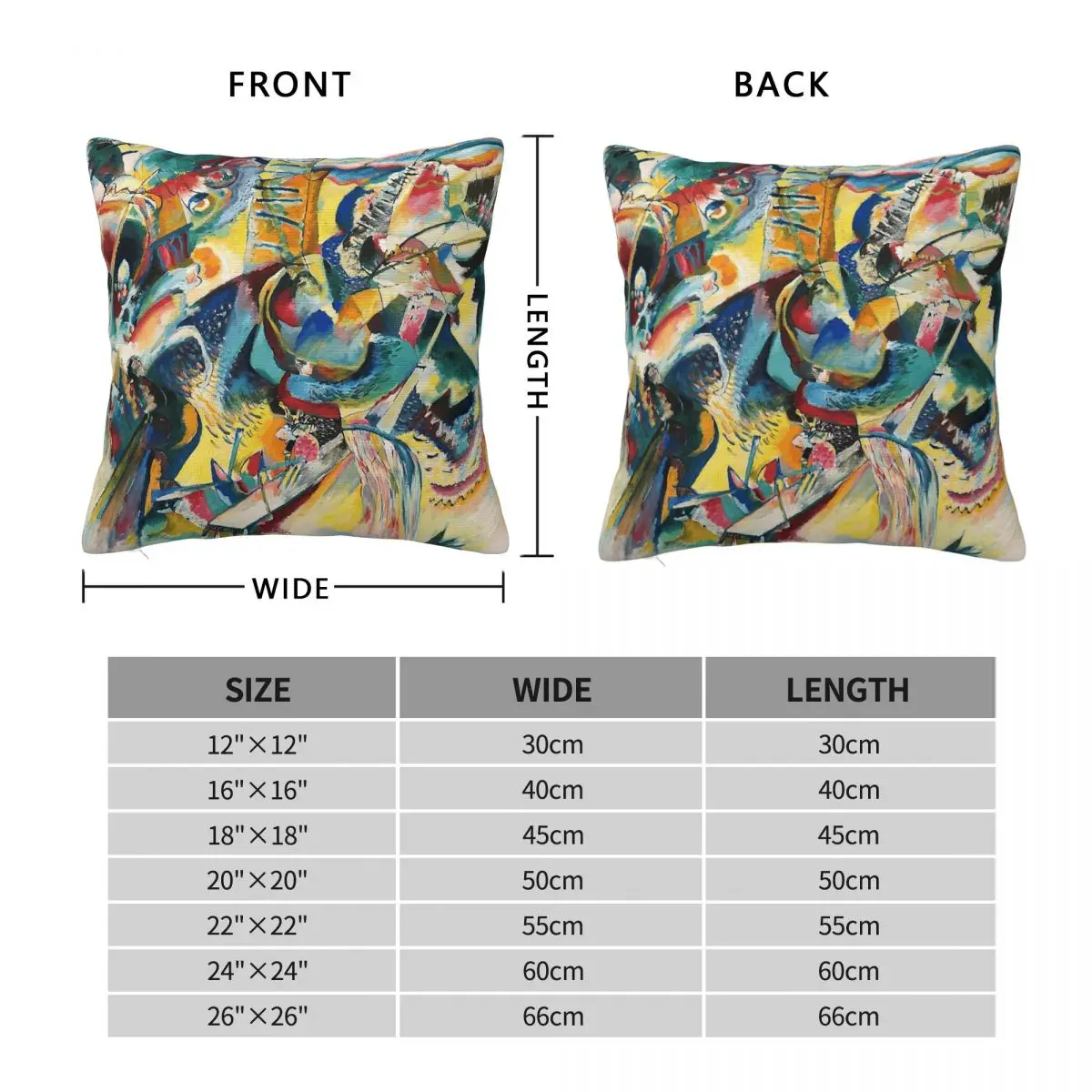Improvisation Gorge Wassily Kandinsky Square Pillowcase Polyester Linen Velvet Printed Zip Decor Room Cushion Cover 45x45