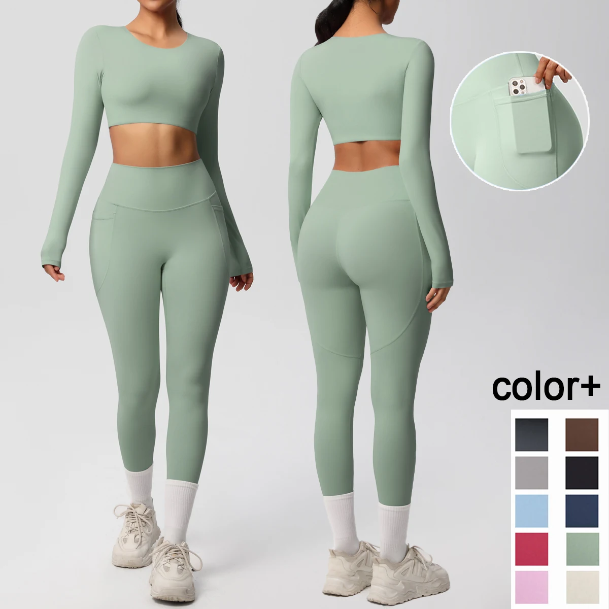 

Solid Color Sports Fitness Clothing Yoga Set Slim Running Shirts Breathable High Stretch Hip Push Up Yoga Pants Summer Yoga Set