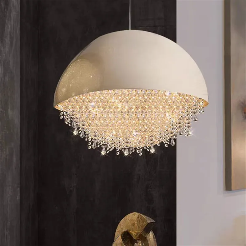 Dinning K9 Crystal chandelier Designer golbe led Tassel lamp for Exhibition Hall Restaurant Living Room Decor Luxury HangLamp