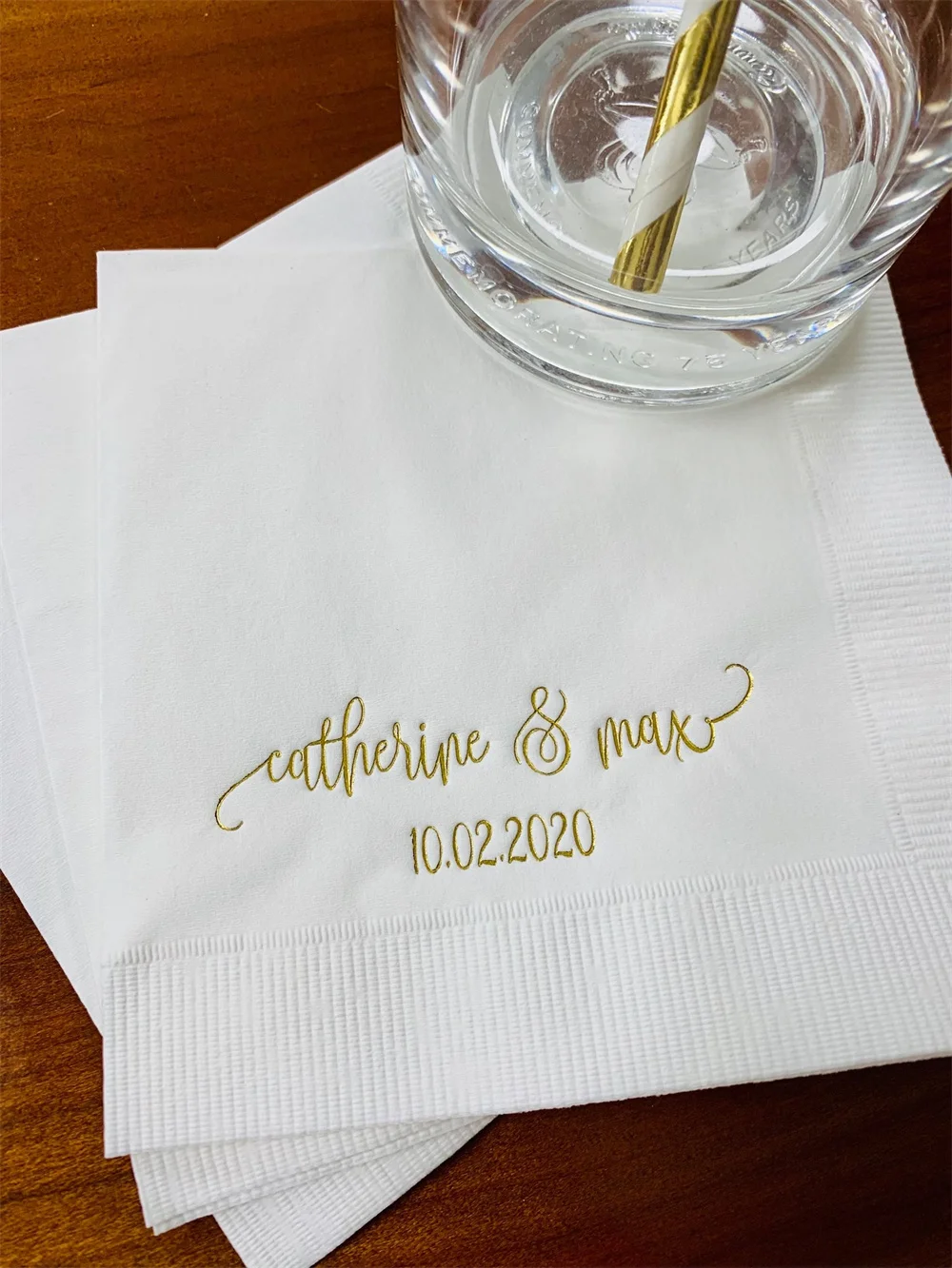 

50pcs Personalized Napkins Personalized Napkins Wedding Anniversary Engagement Printed Custom Monogram Cocktail Beverage Luncheo