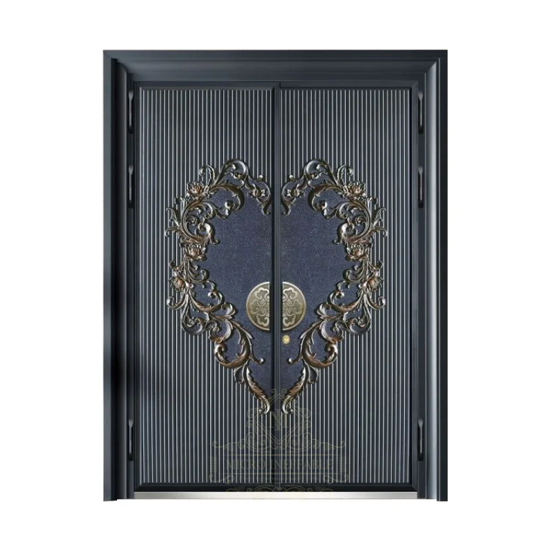 

Cheap Price Superior Quality Luxury Design Cast Aluminum Bullet Proof Security Exterior Steel Double Doors For Villa