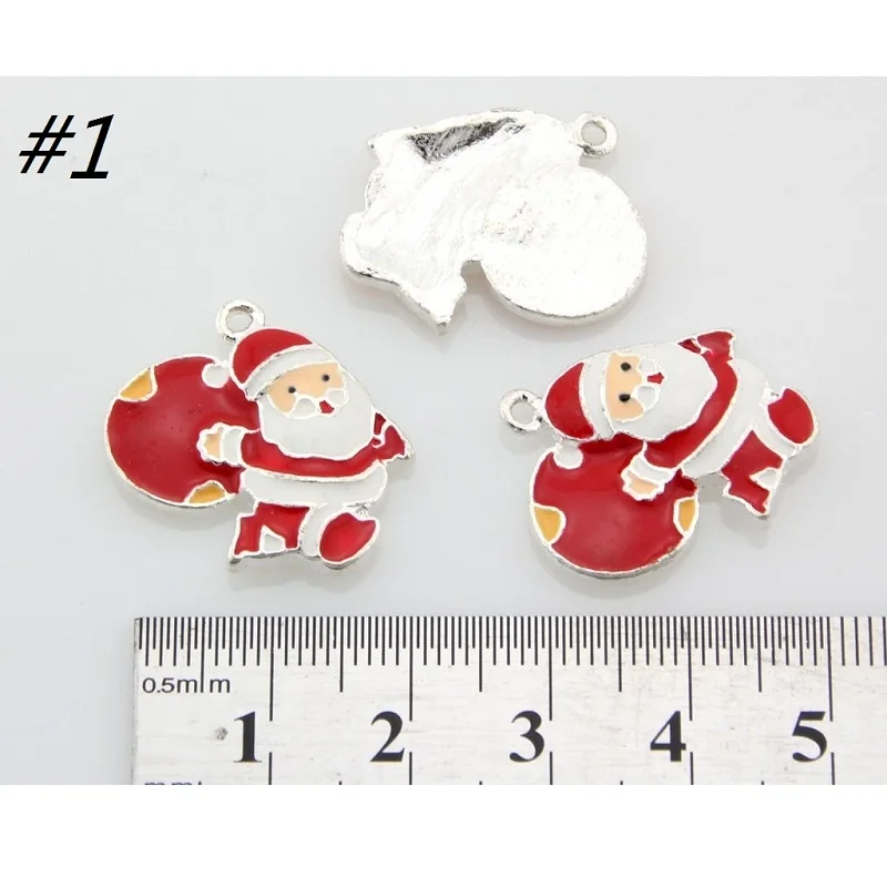 14Pcs /Lot 14style mix XMAS Christmas Gift tree Santa stocking bell cap Pendants Charms Silver Color Jewelry Findings DIY YY57