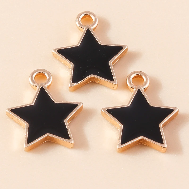 10pcs Enamel Star Pendants for DIY Jewellery Making