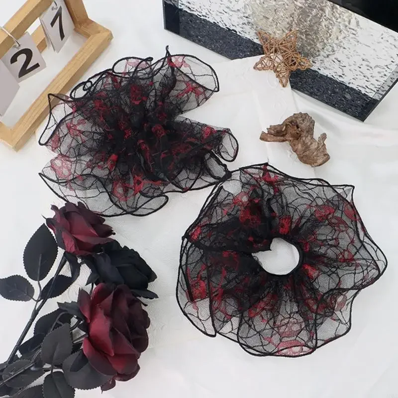 سوار معصم كلاسيكي ذو طبقات سوداء من الدانتيل وياقة قابلة للفصل وإكسسوار للرقبة الناعمة للمكتب أو التاريخ