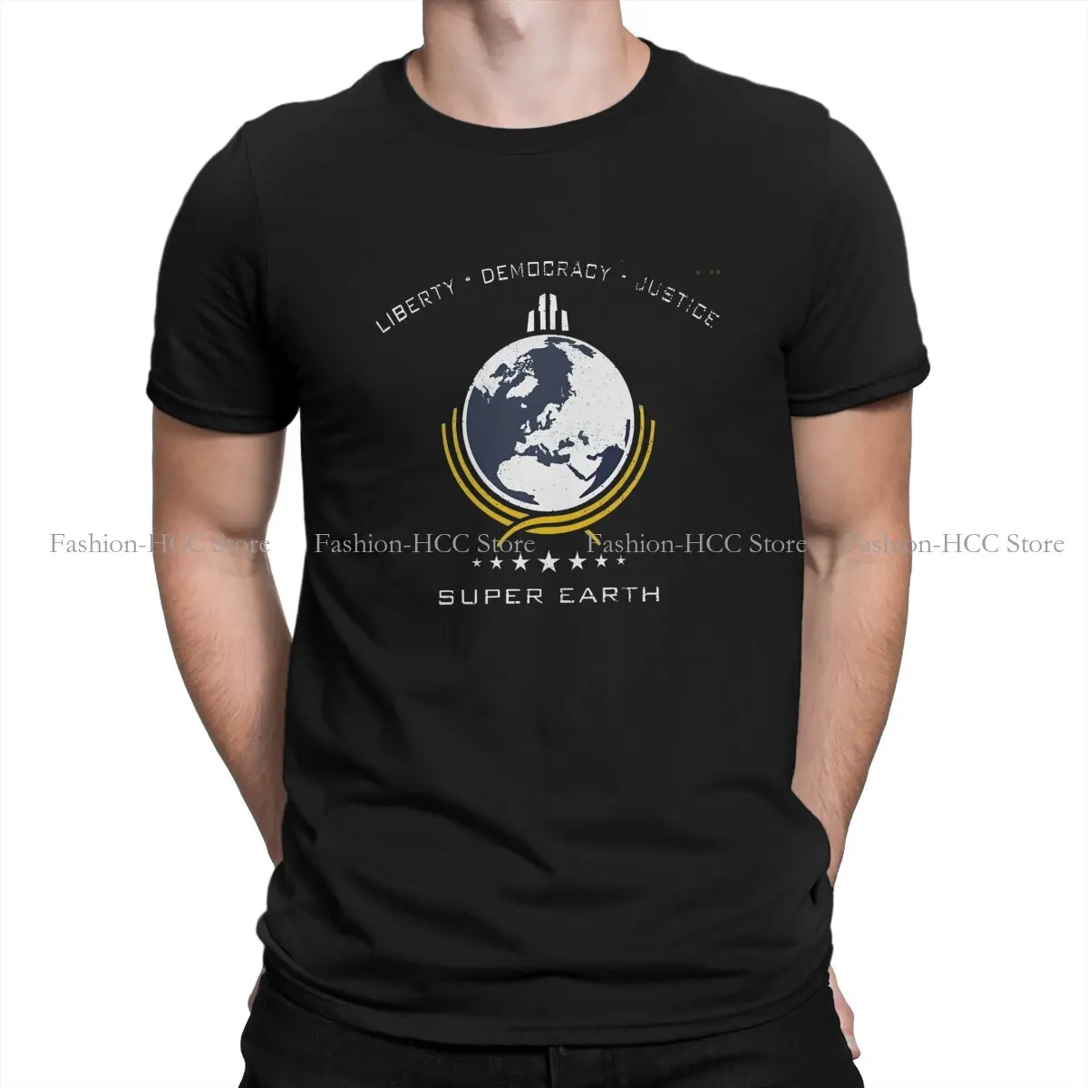 Helldivers Game Super Earth Diving Into Hell For Liberty T Shirt Polyester Graphic Men Tees Summer Harajuku O-Neck TShirt