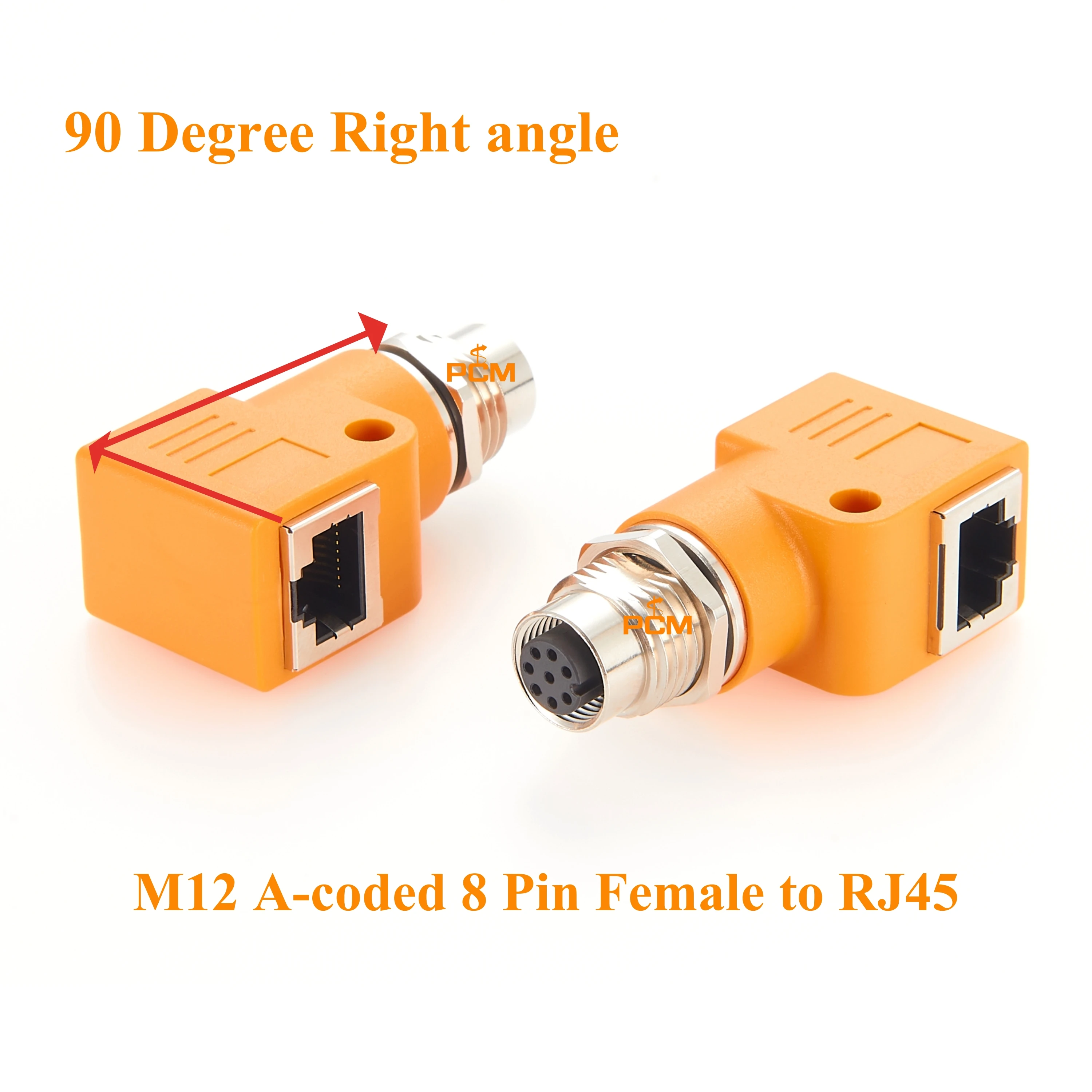 Schottverbinder M12 auf RJ45 Adapter M12 8-Pin Typ A Code Ethernet auf RJ45 8P8C Einbau-Winkeladapter – Detail 3