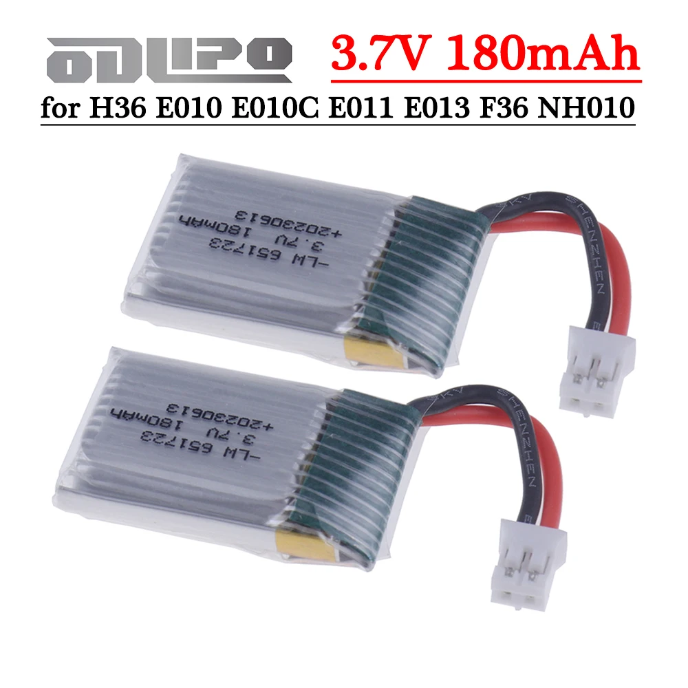 2/3/5/10Pcs 3.7v 180mah 651723 LIPO Battery For JJRC H36 E010 E010C E011 E013 F36 NH010 Battery RC Quadcopter Spare parts