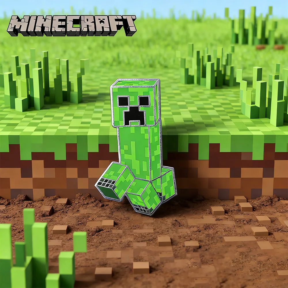 1PC Pin de Metal Esmaltado de Creeper con Licencia Oficial de Minecraft, Insignia Personalizada Creativa, Coleccionable Divertido y con Estilo