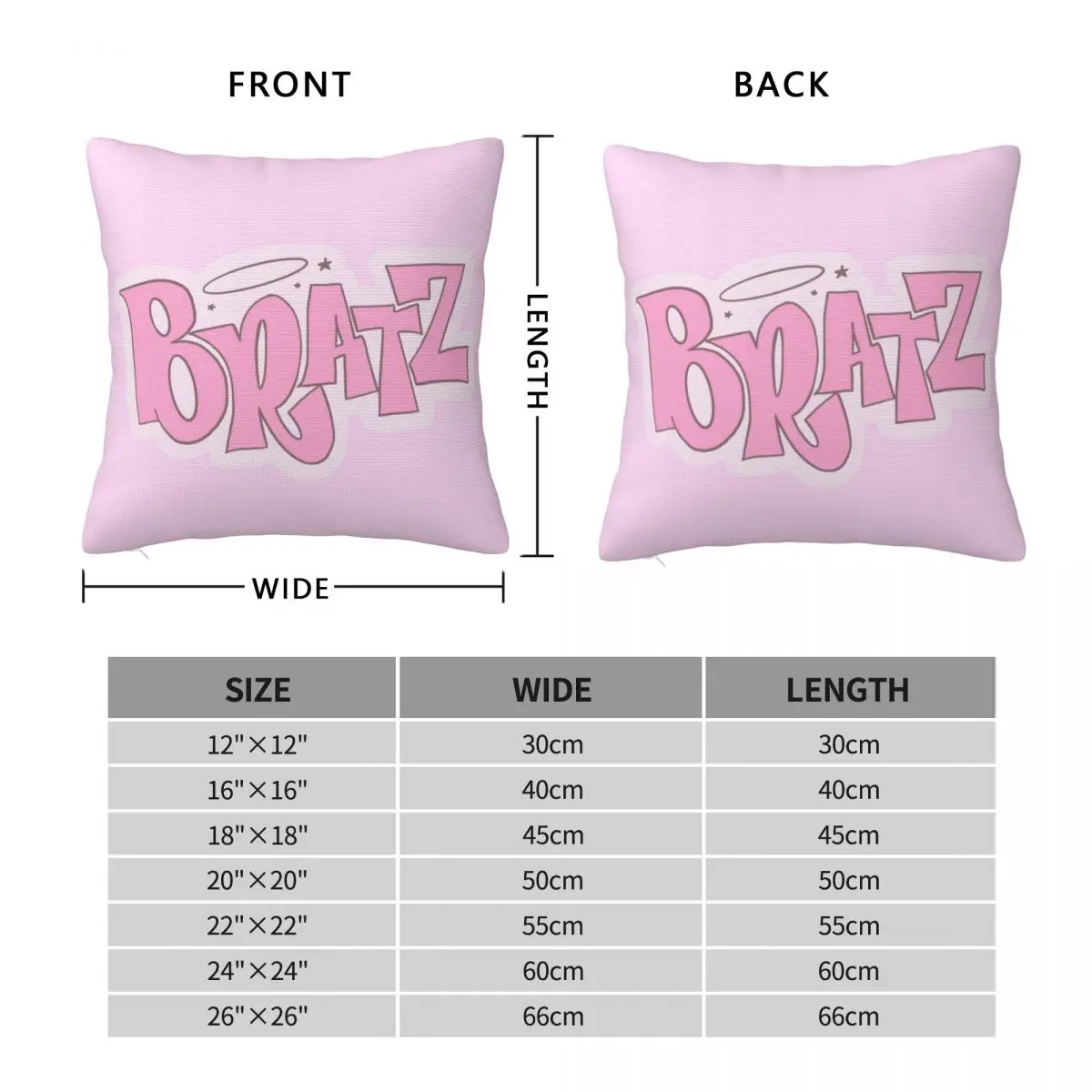 Bratz Pink Square Pillowcase Polyester Linen Velvet Pattern Zip Decor Pillow Case Room Cushion Cover