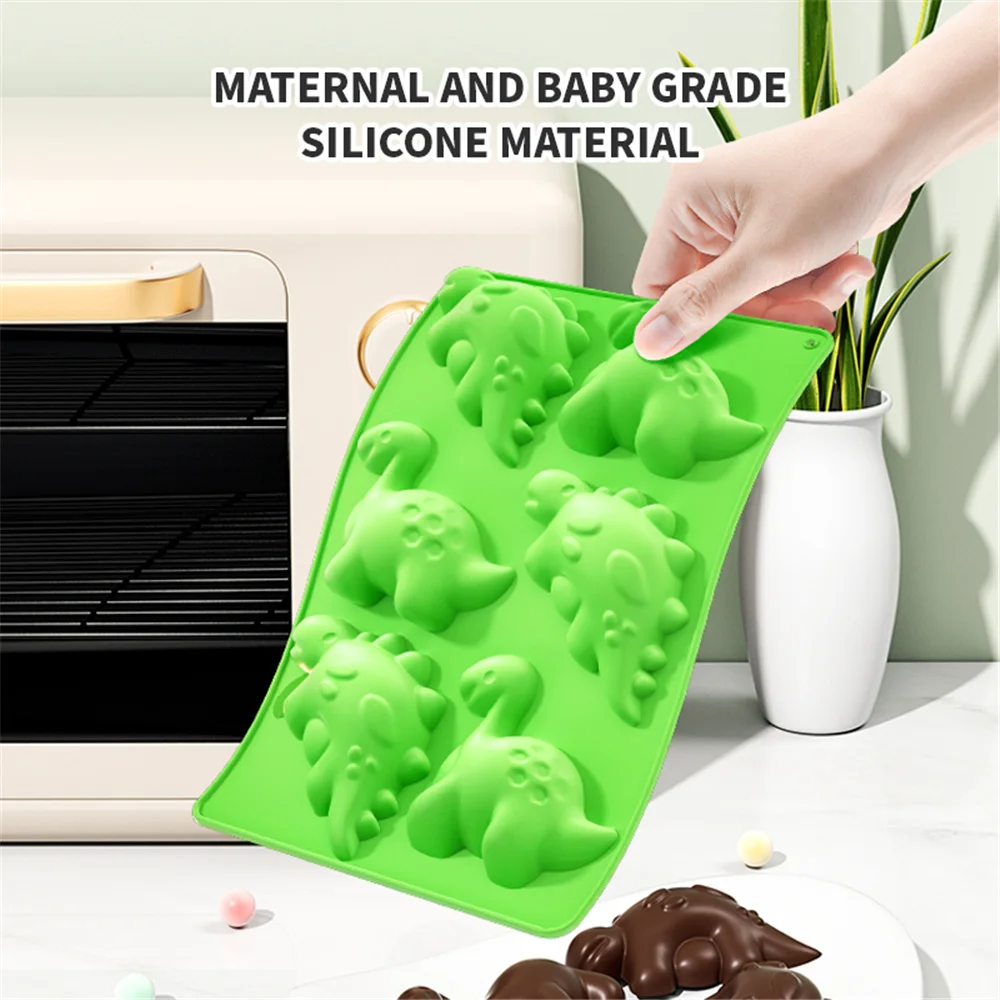 Dinosaur Silicone Cake Mold Chocolate Gummies Mold Tray 6-grid Candy Gummies Mold Cake Decoration Tool DIY Dinosaur Soap Mold view 2