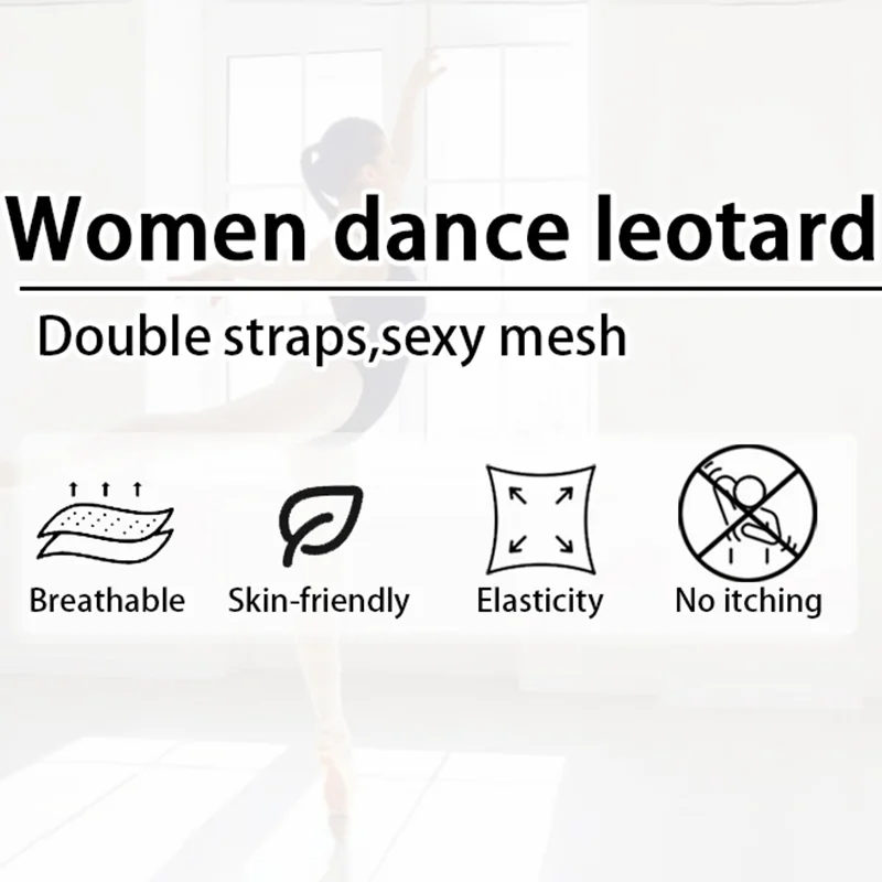 女性用ノースリーブキャミソールバレエダンスレオタード 大人用体操ダンスタンクトップ メッシュバックとダブルショルダーストラップ付き