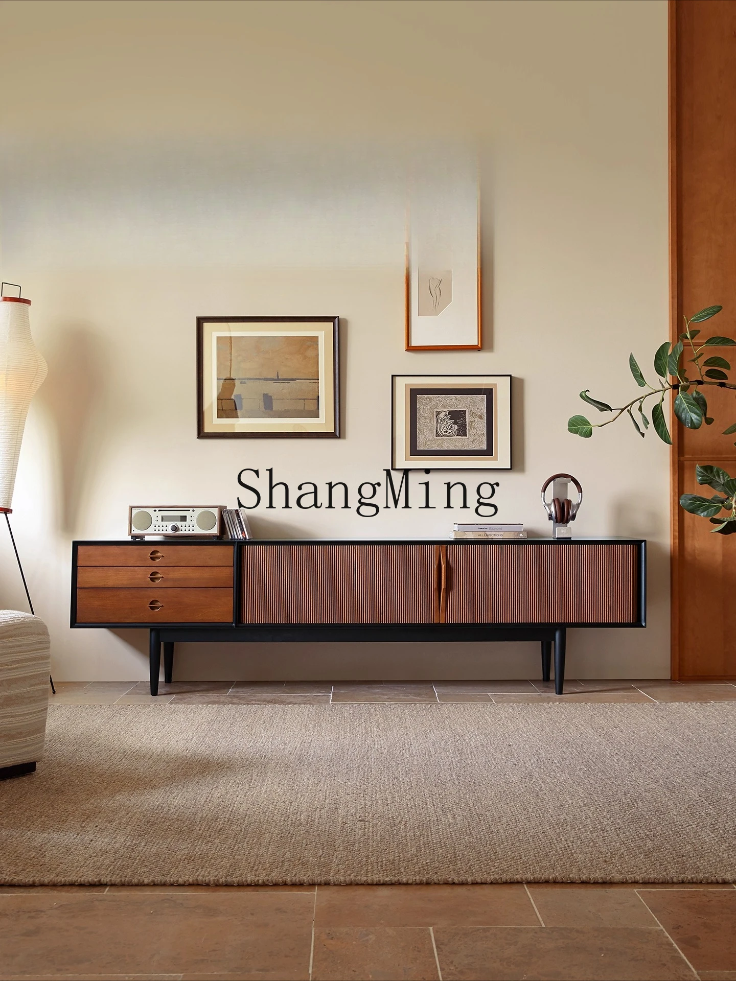 

CL antique solid wood TV cabinet retro small apartment living room home floor storage floor cabinet