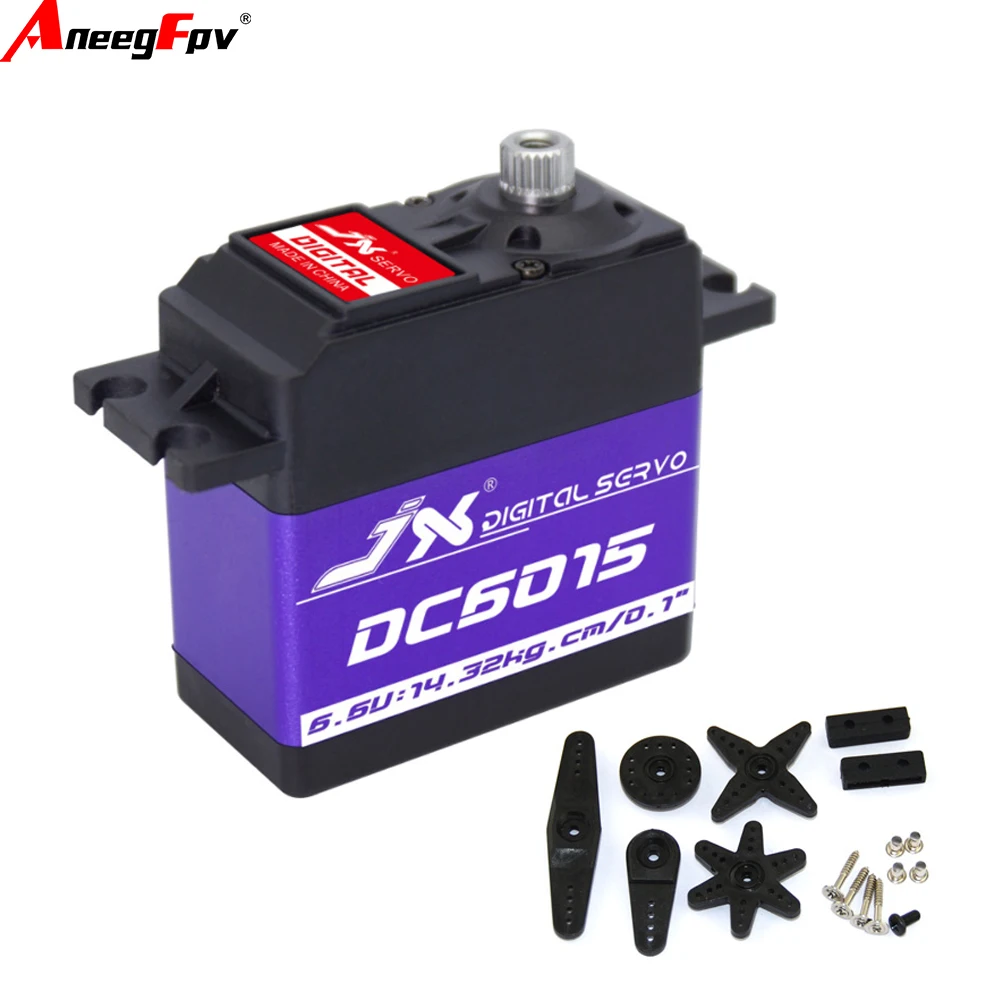 

JX Servo DC6015 15 кг Алюминиевый корпус Металлический сердечник шестерни Цифровые стандартные угловые сервоприводы для радиоуправляемого дрона 1/8 1/10 автомобиля DS3325MG