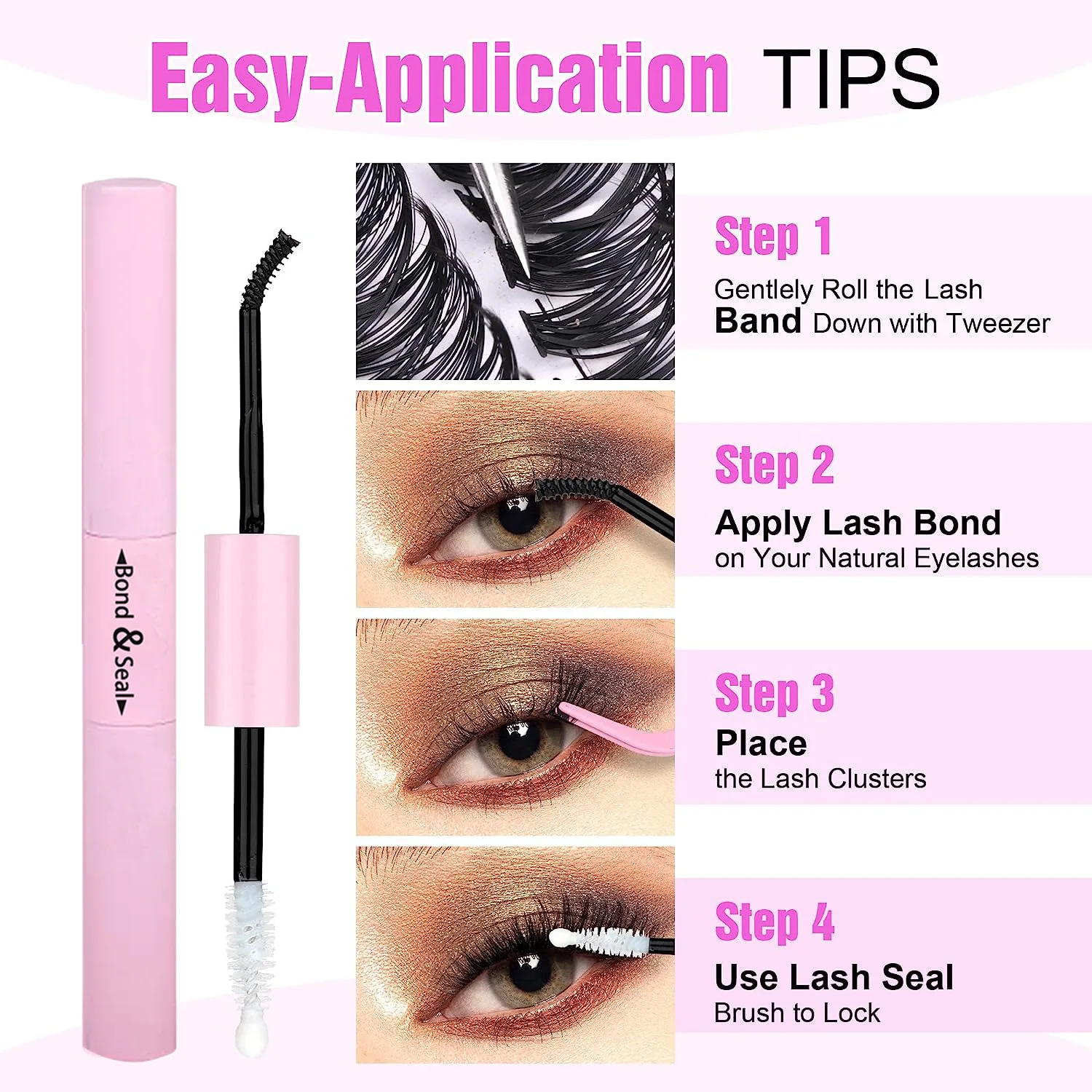 280PCS Eyelashes Clusters Lash Bond and Seal Makeup Tools DIY Lashes Extension Kit Lashes Tweezers Waterproof Eyelashes Set