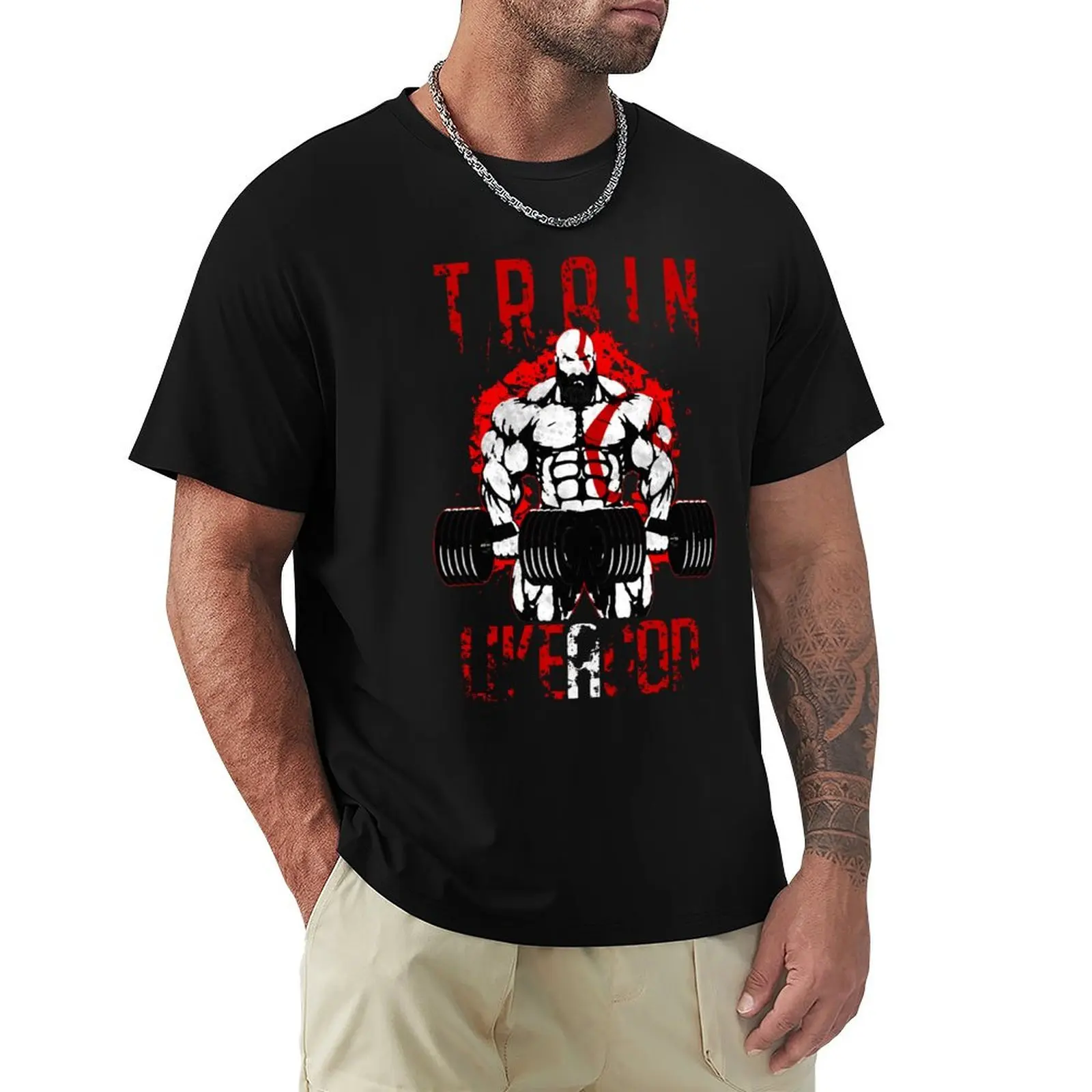 Футболка TRAIN LIKE A GOD, свободного кроя, больших размеров