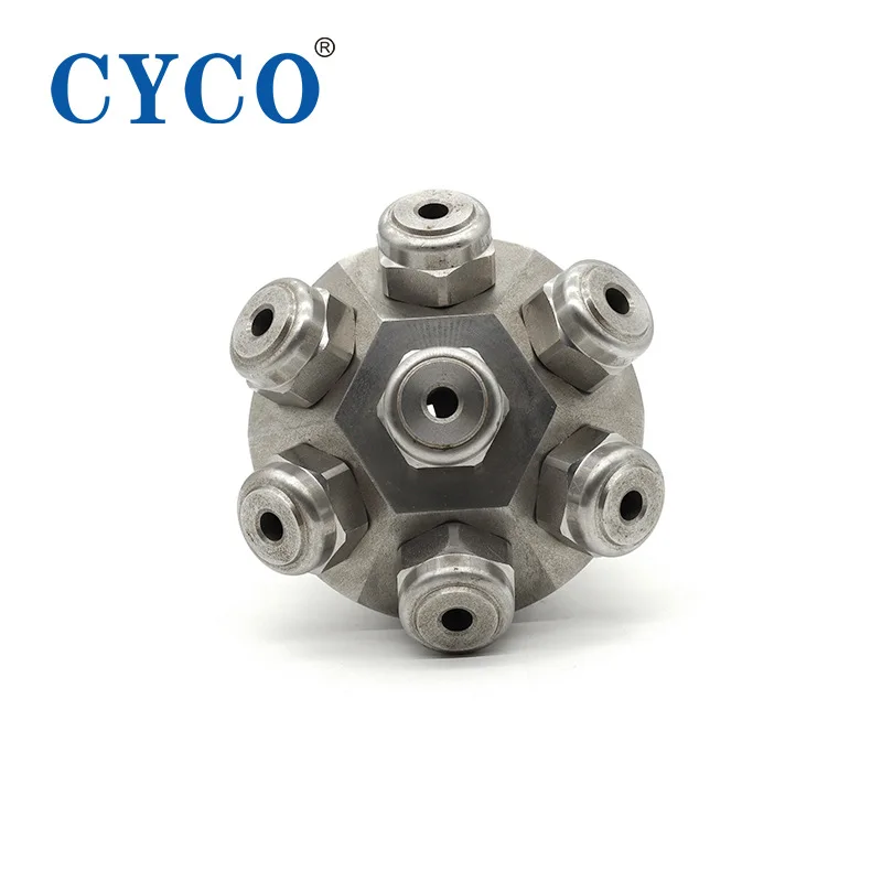 Multi-head solid cone nozzle 7N porous cleaning nozzle Industrial can washing nozzle