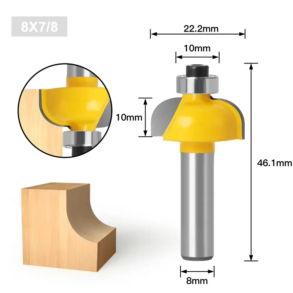 1PC 8mm Shank Milling Cutter Wood Carving Cove Bit with Bearing 8mm Shank Dovetail Router Bit Cutter Wood Working