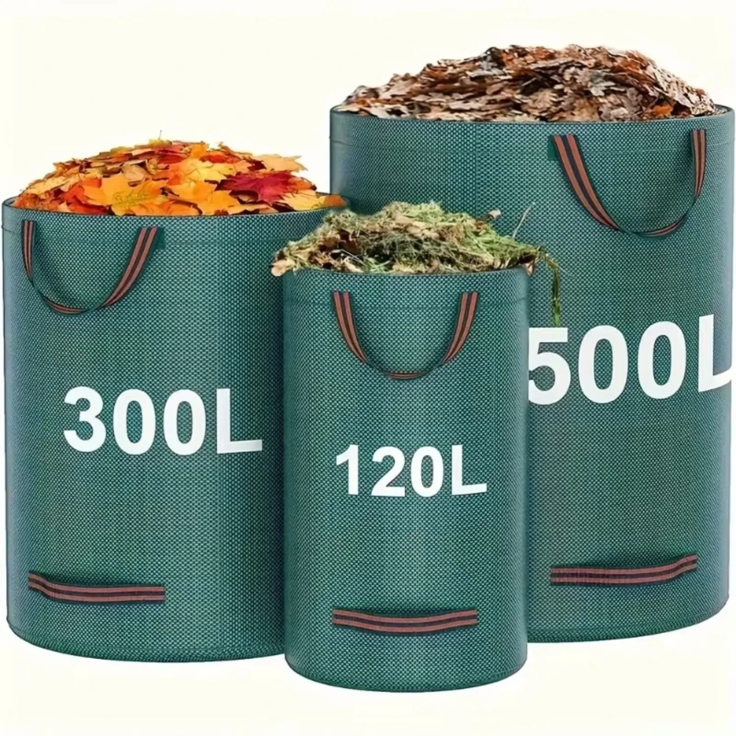 300L/120L Reusable Yard Debris Bags PP Garden Waste Bags with Industrial Fabric and Handles for Leaf Collection