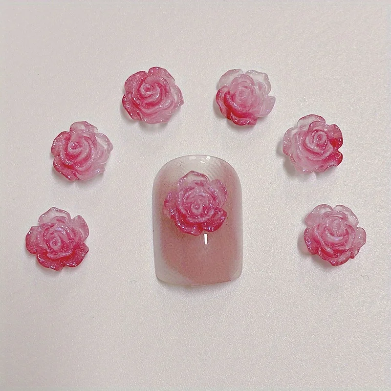 50/100 Stuks Lichtgevende Nail Art Sieraden Bloemvorm Driedimensionale Rose Gebruik Voor Haarspeld Oorbellen Telefoon Case Diy decor Accessoire