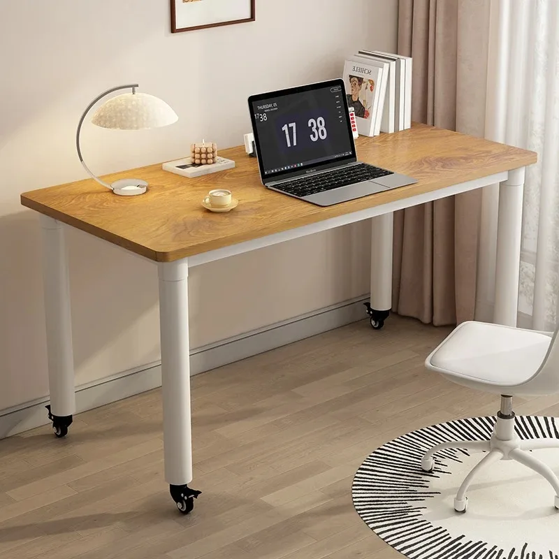 Compact Mobile Study Desk with Wheels Small Rolling Computer Workstation for Home Living Room Minimalist Writing Table