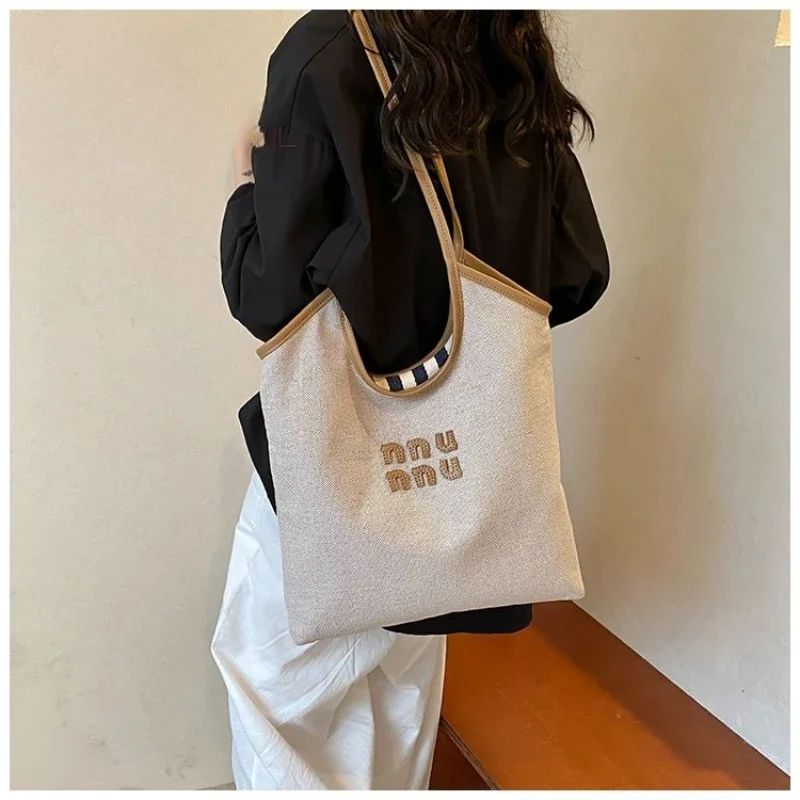 Fashion Design Canvas Tote Women Large Capacity All-in-one Shoulder Bag Casual Letter Top Handle Commuter Bag Sac Poplene Femme