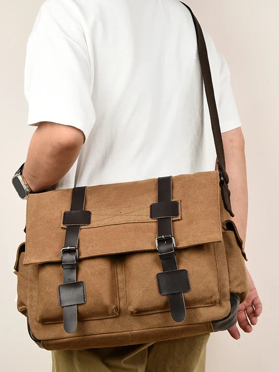 

Retro Japanese Sle Canvas Tote Bag Men's Trendy Large Capaci Menger Bag Korean Version Single oulder Tot Bag for Cla...