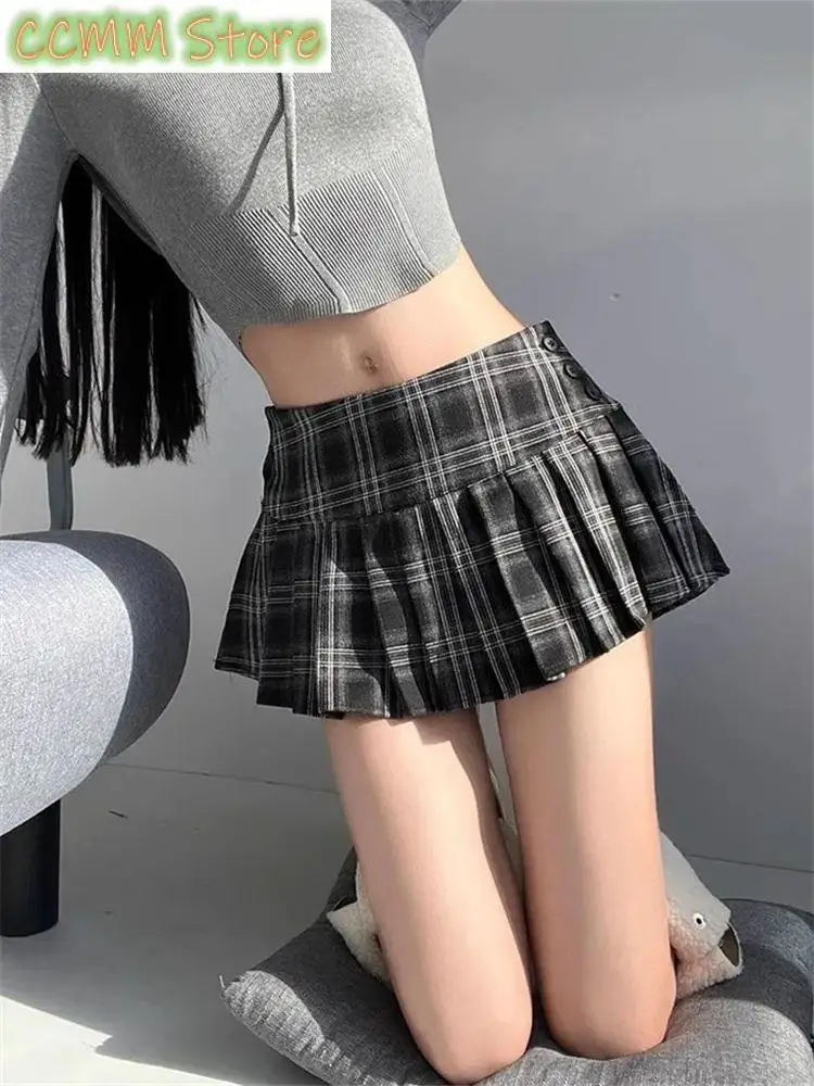 Women's College Style A-line Pleated Skirt Young Girl Vintage Fashion Summer Female High Waist Shorts Skirts