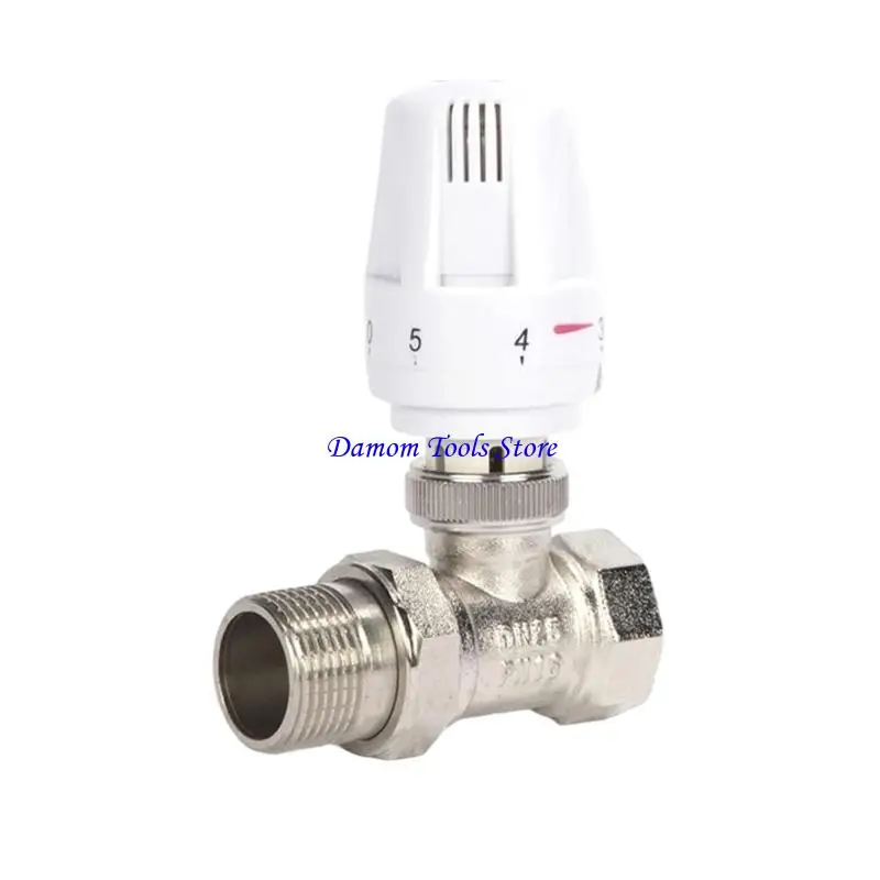57BE Thermostatic Radiators Control Valves Straight Copper Construction 5 Adjustment Grades Fit For Panel Heating Systems