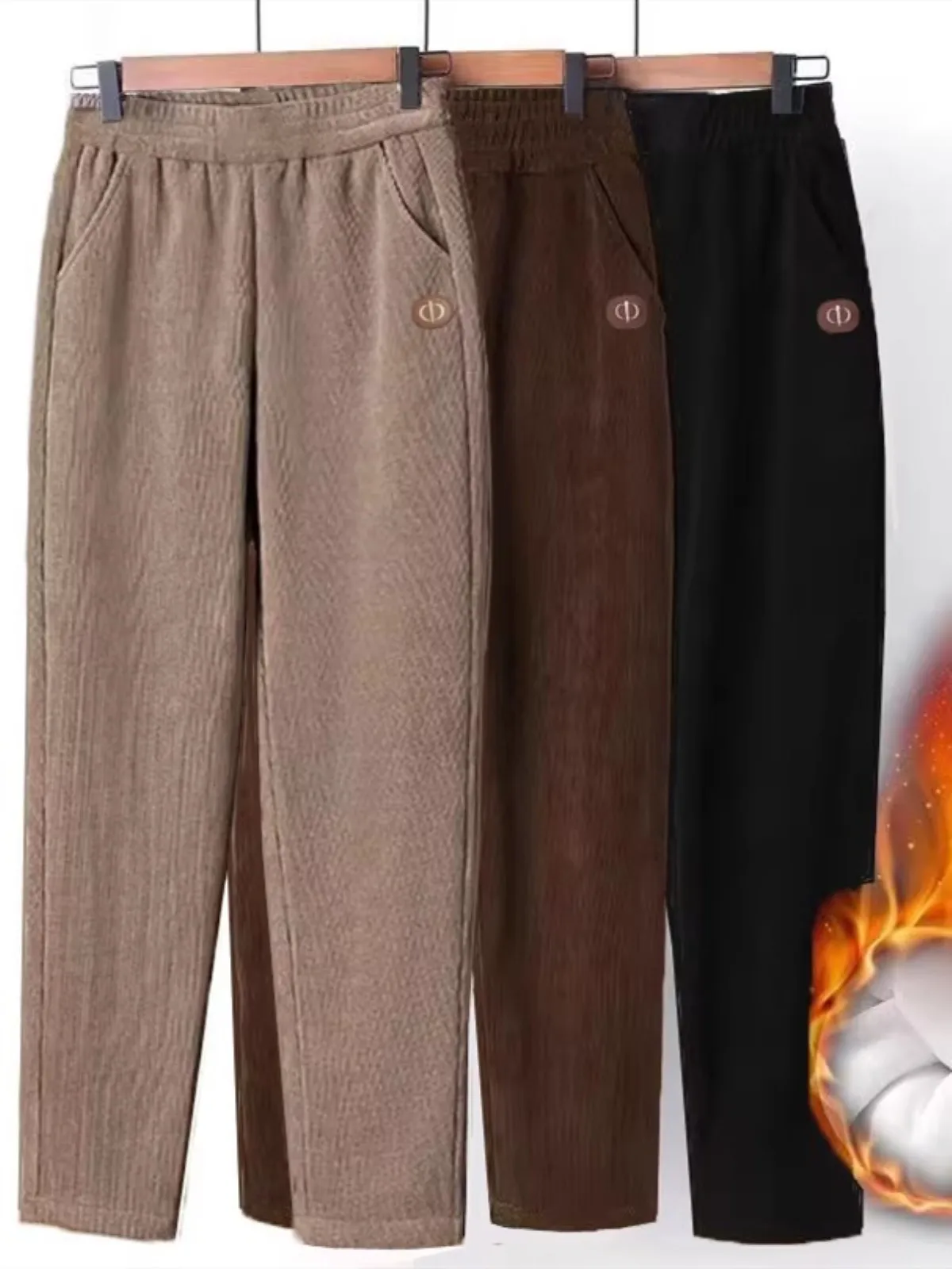 Pantalones de pana para mujer invierno 2024 nuevos pantalones Harlan informales sueltos Sle cintura alta nueve puntos versión coreana