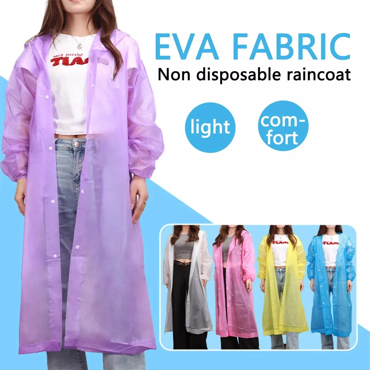 Impermeable Unisex de EVA con Capucha, Grueso y Esmerilado, de Manga Larga, para Viajes al Aire Libre