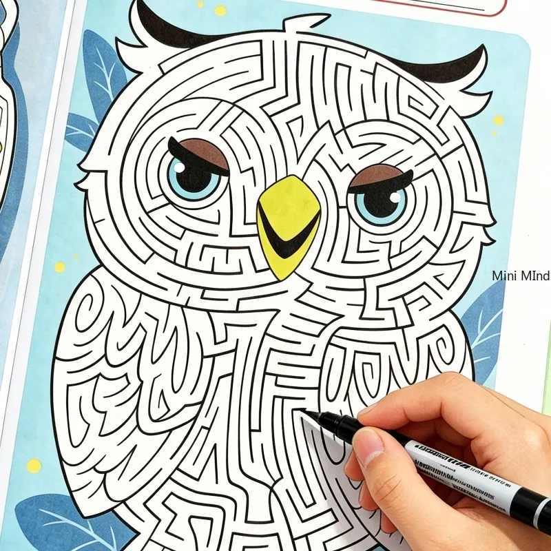 Fun Maze Puzzle Drawing Book,32 Different Patterns, Animal Maze Painting Coloring Book,Concentration Training Puzzle Game Book