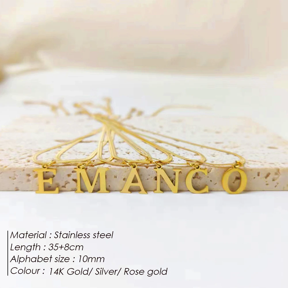 إمانكو ديي الفولاذ المقاوم للصدأ رسالة قلادة مطلية بالذهب سلسلة شفرة قلادة الأزياء والمجوهرات هدية عيد الحب #2