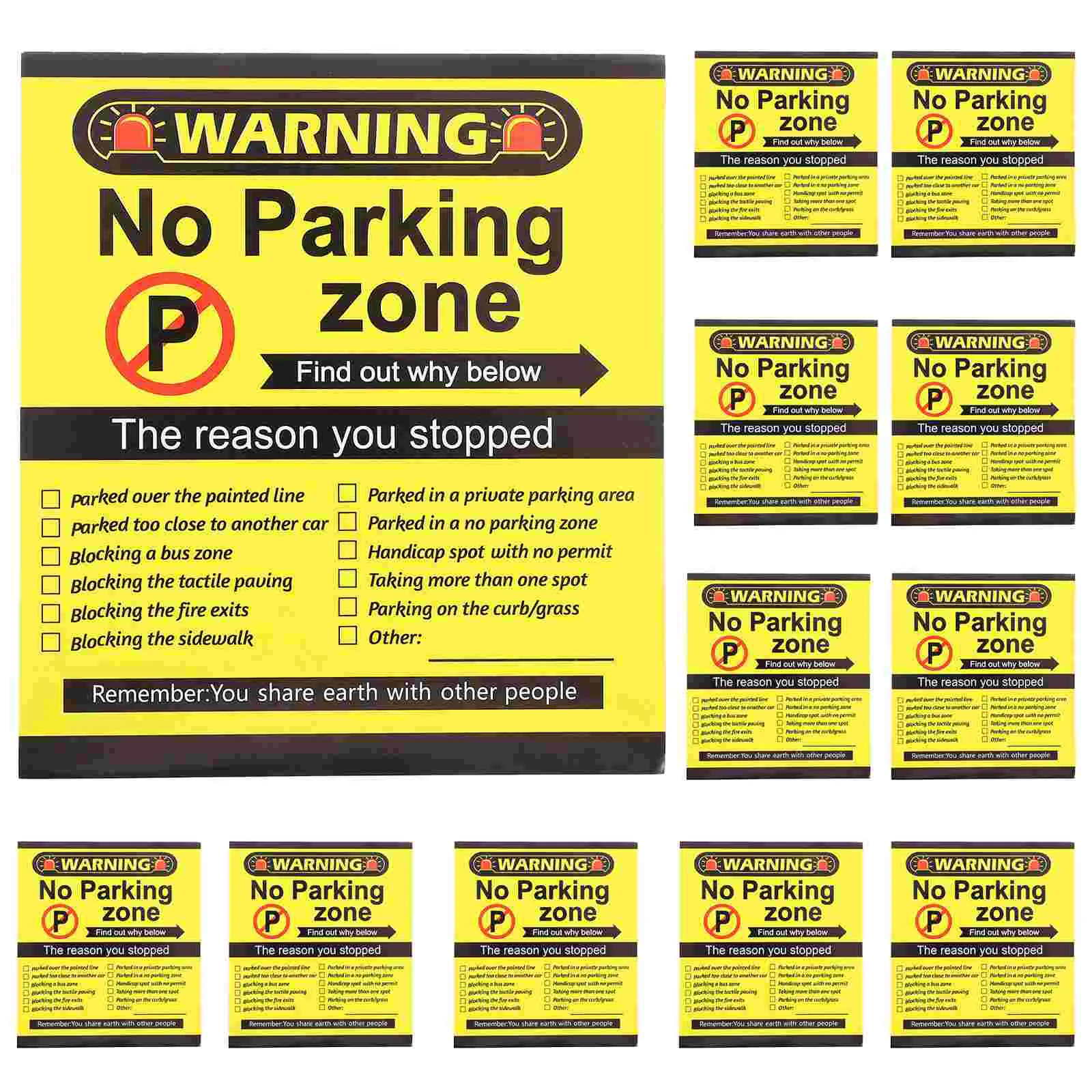 200 Sheets Parking Violation Sticker No Adhesive Zone Stickers Safety Warnings Notice