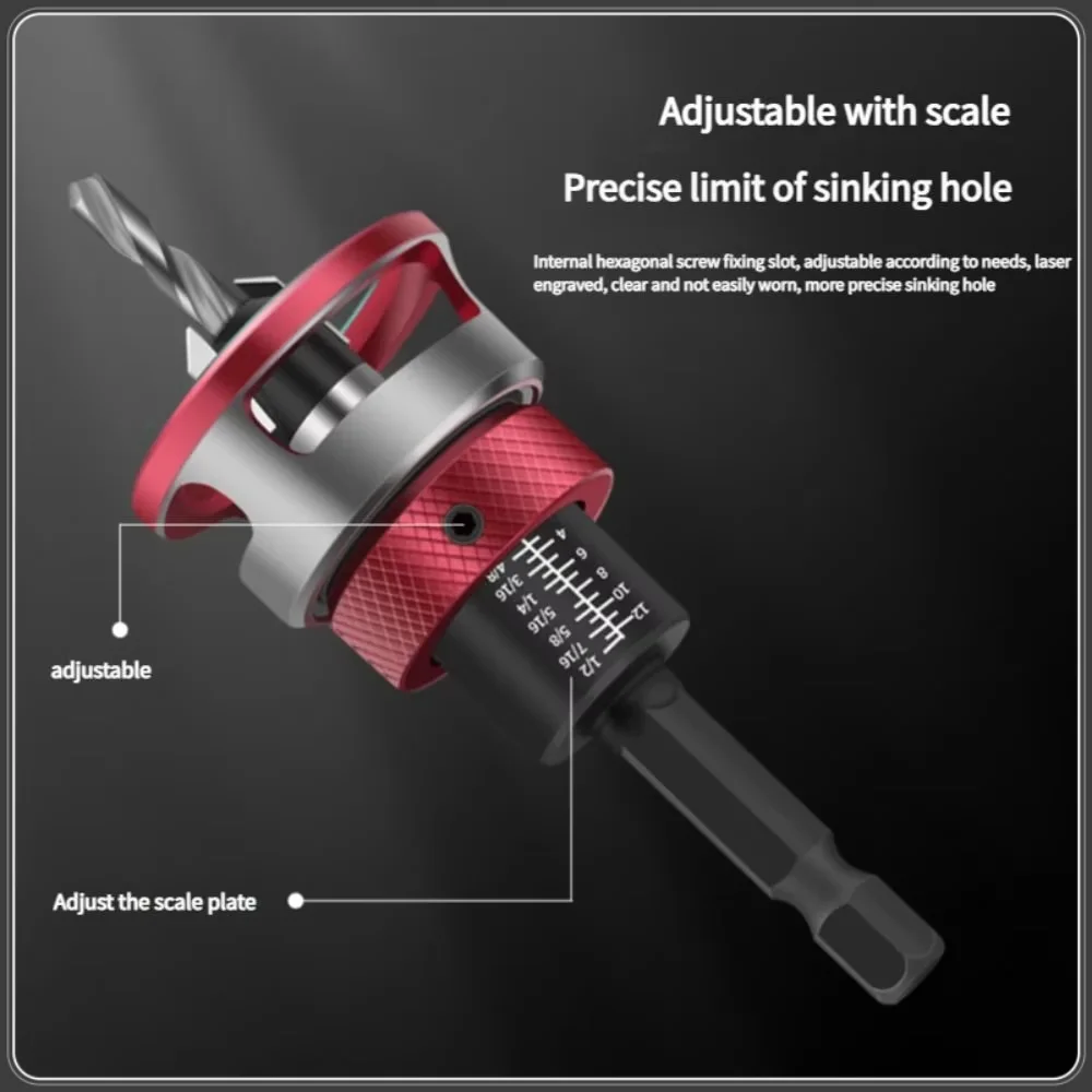 alloy-cone-wood-countersink-drill-bit-set-four-blade-adjustable-depth-woodworking-limit-drill-hex-shank-low-friction