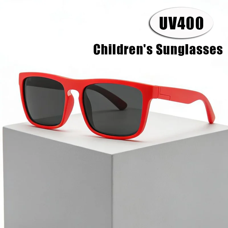 

Kids' Silicone Polarized Sunglasses Retro Square UV Protection Children's Trendy Eyewear with Case Outdoor Sports Shades Eyewear