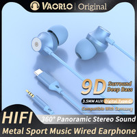 9D HIFI Heavy Bass Metal Wired Earphone Digital Type-C/3.5mm AUX With Mic In-Ear Earbuds Sport Music Headset For Samsung Android