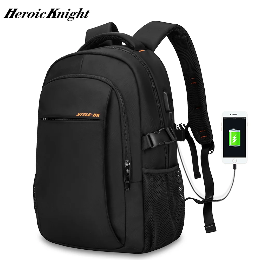 Heroic Knight Multifunctional Men Backpack Fit 15.6” Laptop Fashion Waterproof School Backpack USB Anti-Theft Travel Bag For Man