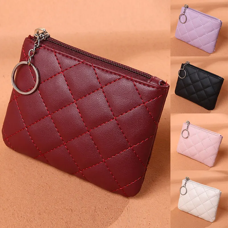 Diament kobiety Mini portfel PU skóra kobiet torebka posiadacz karty monety kiesy krótkie portfele mała torebka zamek brelok Clutch Bag