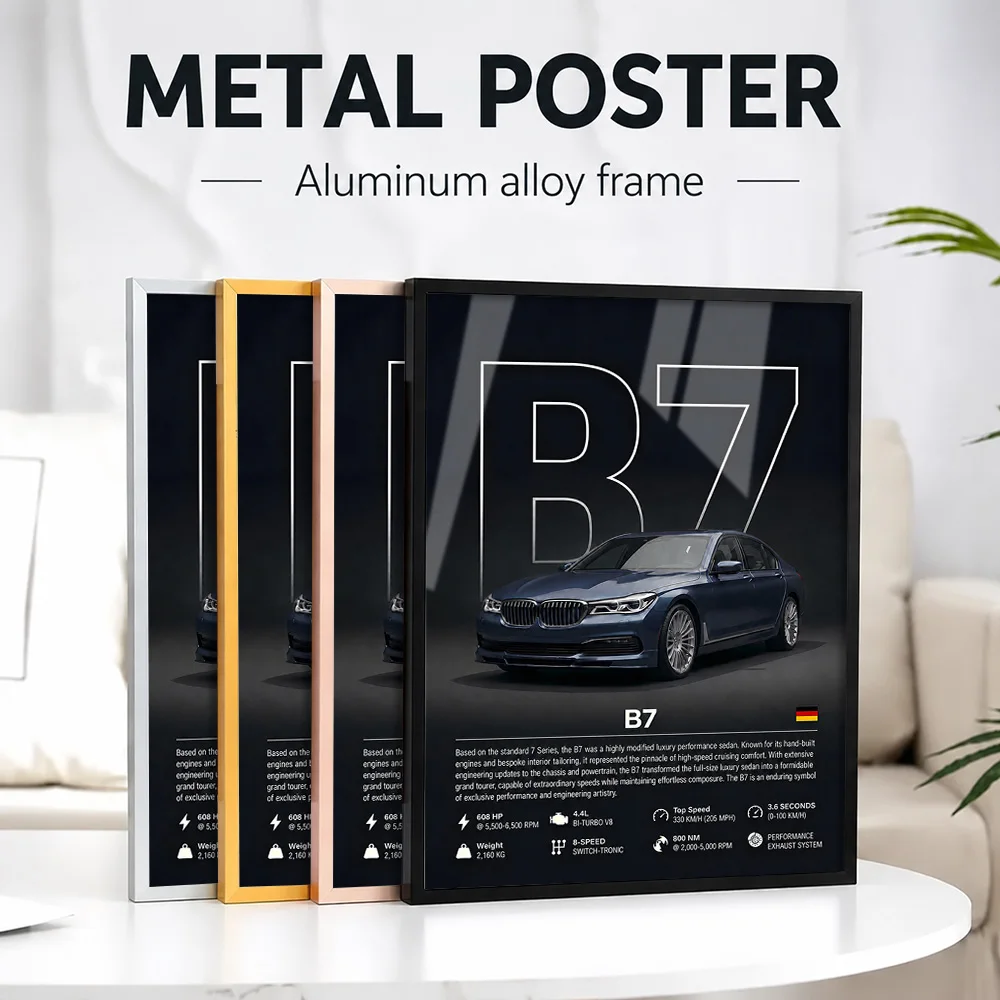 Germany B7 Performance Sedan Metal Poster With Aluminum Alloy Frame Personalized Photo Retro Graphic Style Wall Art For Studio