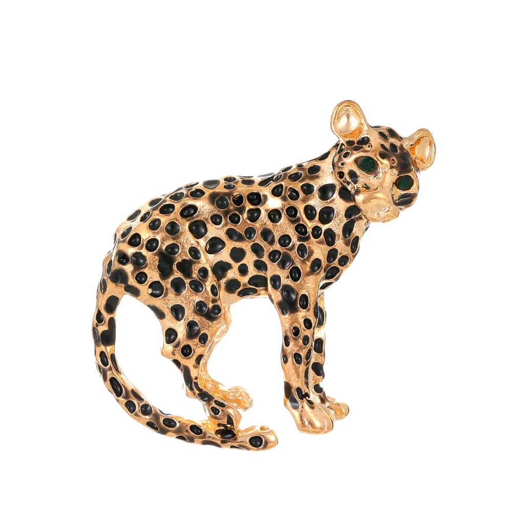 Spilla leopardata ghepardo esagerata prepotente maschio e femmina simpatici animali spille animali con strass in metallo regali di gioielli in