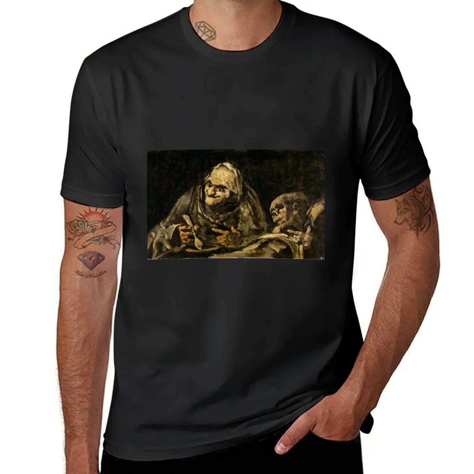 Francisco de Goya - Two Old Men Eating Soup (1819-1823) T-Shirt blanks vintage clothes funny t shirts for men