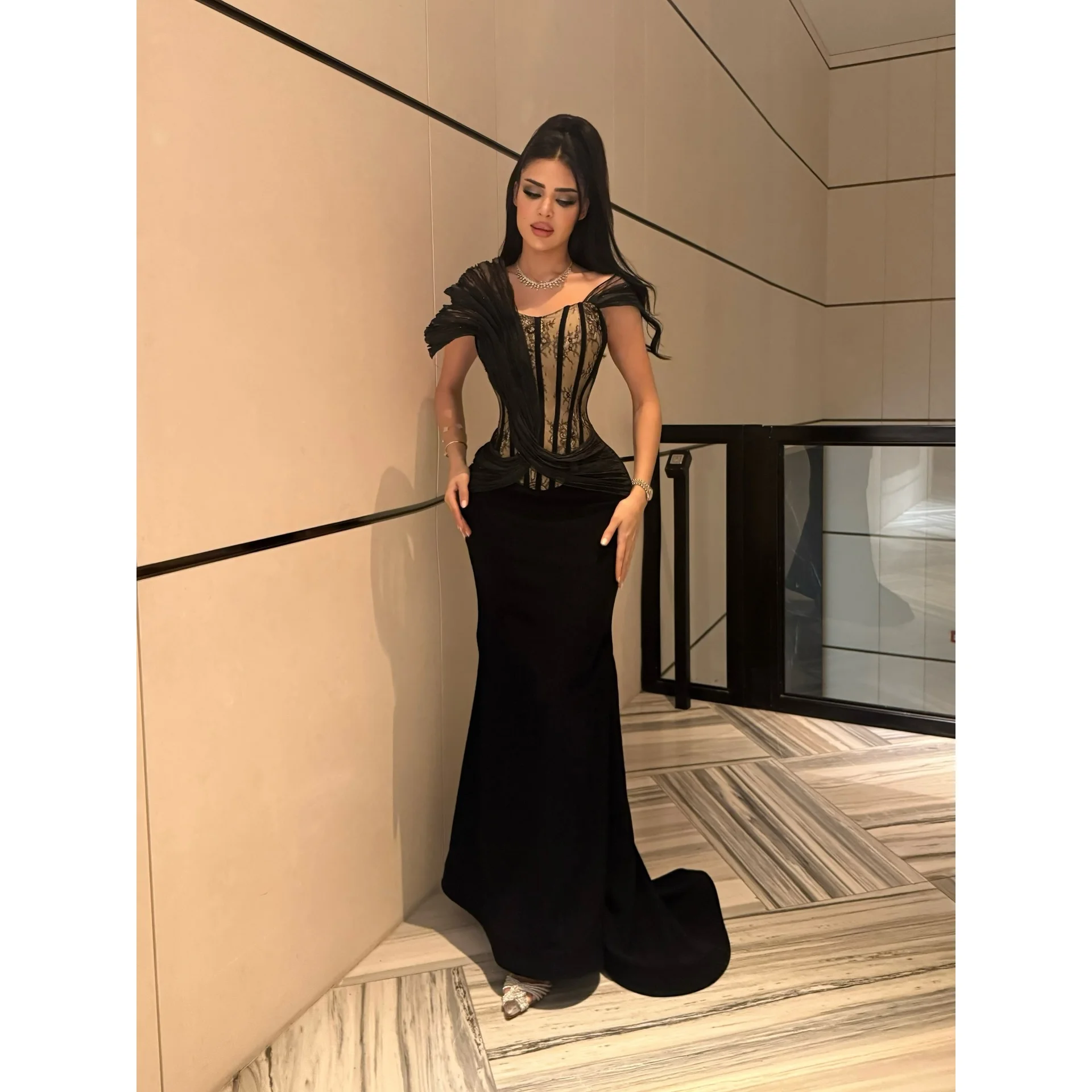 

Lucy Lace High Neck Black Mermaid Evening Dress 2026 Prom Dress Formal Evening Lace Customized Women Ladies Elegant Party