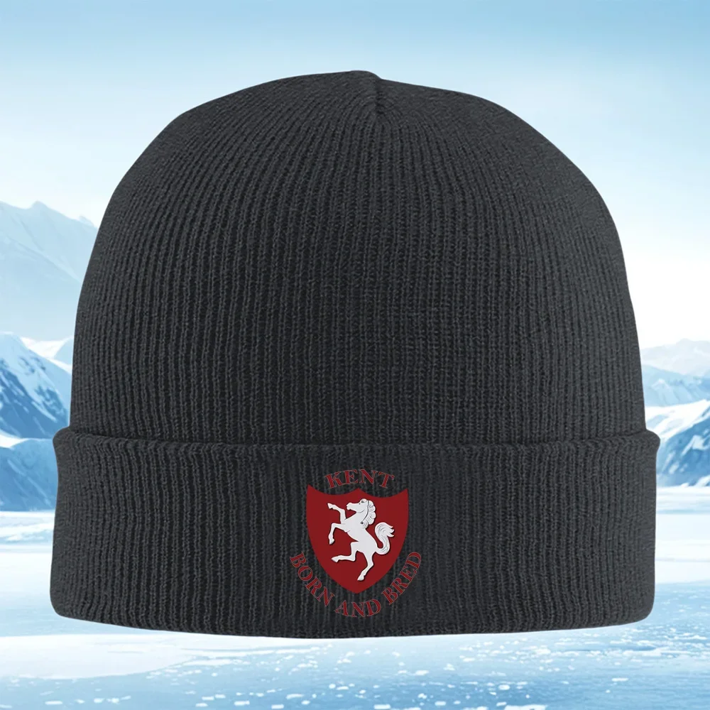Nuevo gorro de punto unisex con diseño de caballo blanco sobre escudo rojo para hombre y mujer, gorro térmico de invierno, cálido, para Navidad, ciclismo al aire libre, senderismo