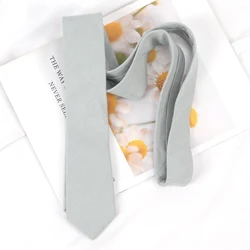 Corbatas clásicas de algodón para hombre, corbatas ajustadas hechas a mano, Color gris sólido, cuello estrecho a rayas, corbata informal delgada, accesorios de regalo, 6cm