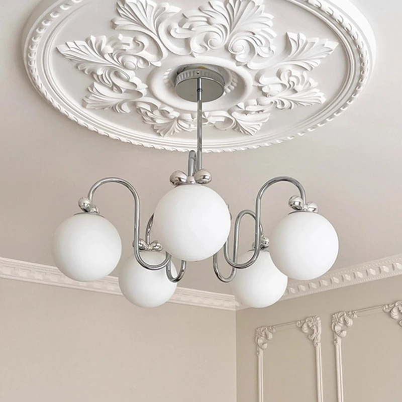 Moden Electroplating Iron Art Bowknot Chandeliers White Frosted Glass Ball Pendant Light Living Room Hotel Bedroom Hanging Lamps