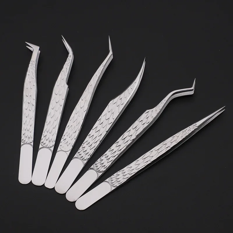 6Pcs False Eyelash Tweezers Set for Fake Lashes Extensions Planting Eyebrow Clip Eyelashes Tongs Makeup Nail Art Tools Kit