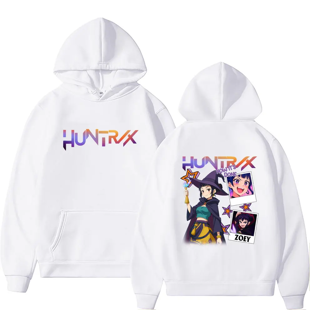 سترة بغطاء للرأس برسومات فيلم Kpop Demon Hunters Zoey للرجال والنساء لعيد الميلاد والهالوين سترة كلاسيكية للجنسين بغطاء للرأس كبيرة الحجم