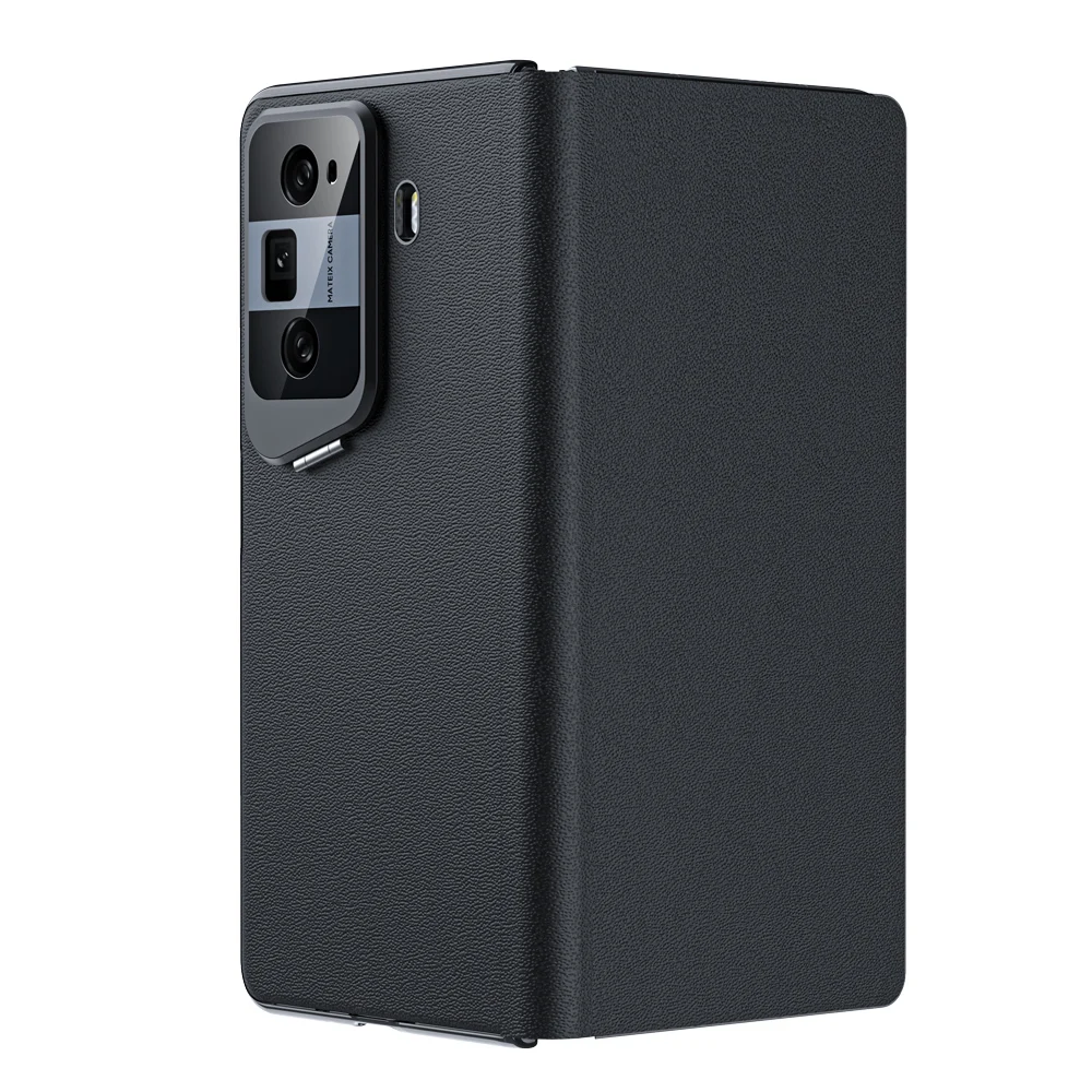 

For Honor Magic Vs3 Case Genuine Leather Metal Camera Lens Protector Invisible Stand Flip Cover