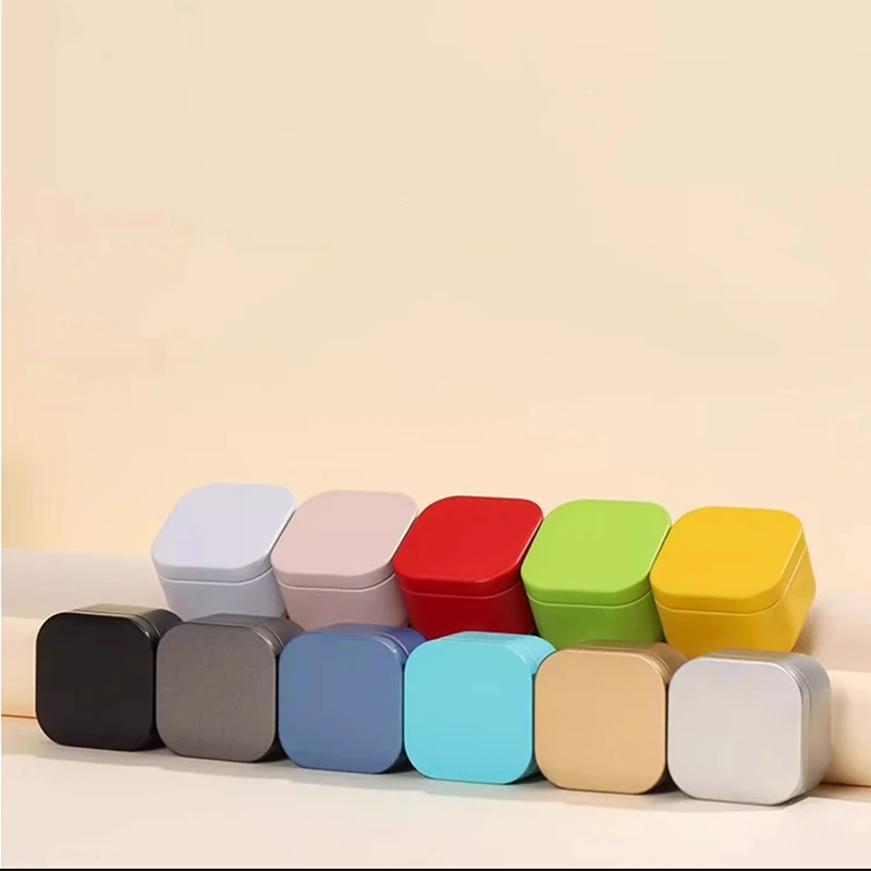 صندوق قصدير محكم محمول بلون سادة، علبة تخزين صغيرة متعددة الأغراض للشاي والأطعمة واللوازم - تغليف الهدايا #3