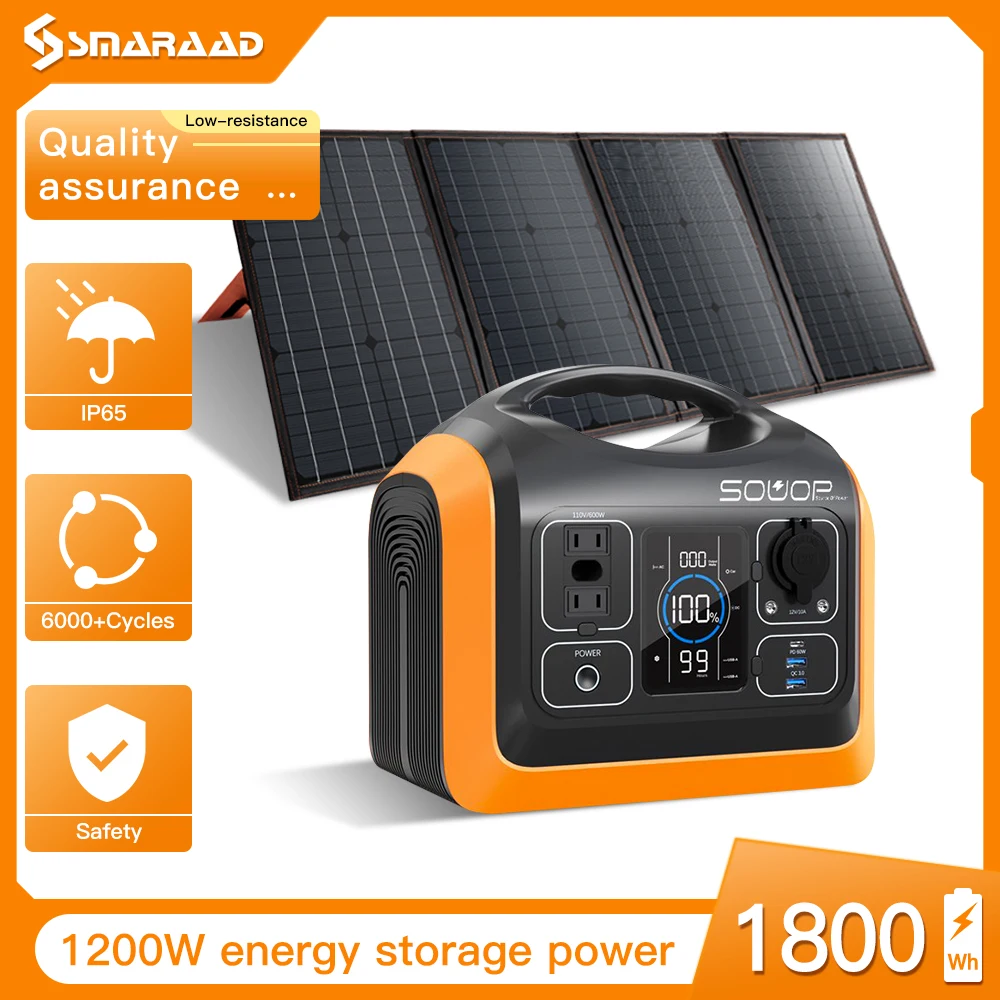 Imagem -02 - Power Station Gerador Solar para Camping Sistema Portátil de Armazenamento de Energia Pesca rv Ups ao ar Livre com Painel Solar Lifepo4 1200w